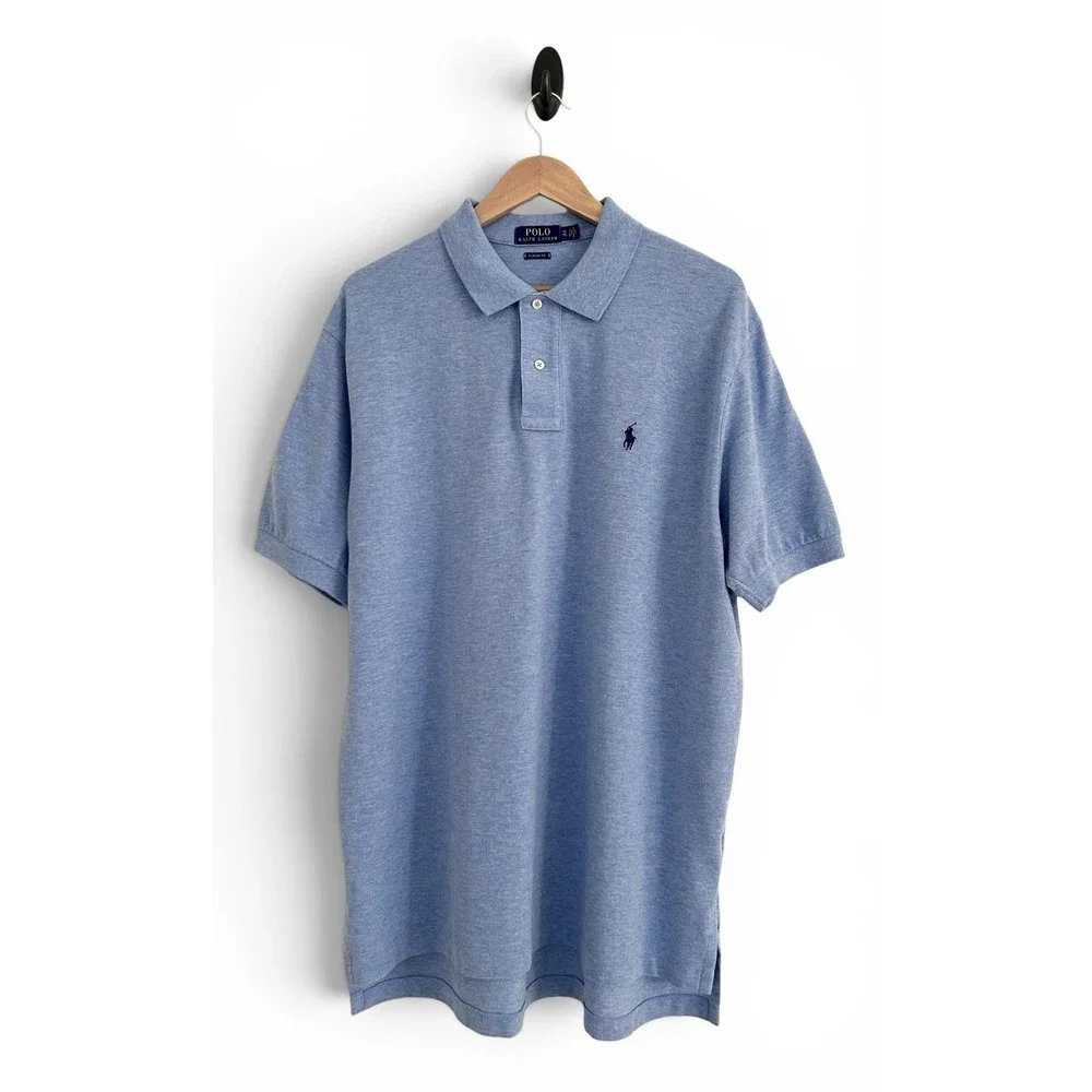 Polo by Ralph Lauren Men XL Blue Classic Fit 100% Cotton Mesh Knit Polo Shirt